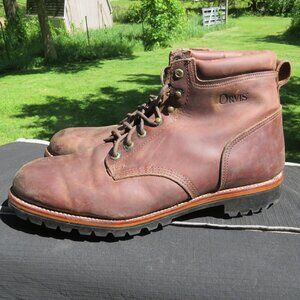 Orvis men's plain toe leather boots Vibram sole NS